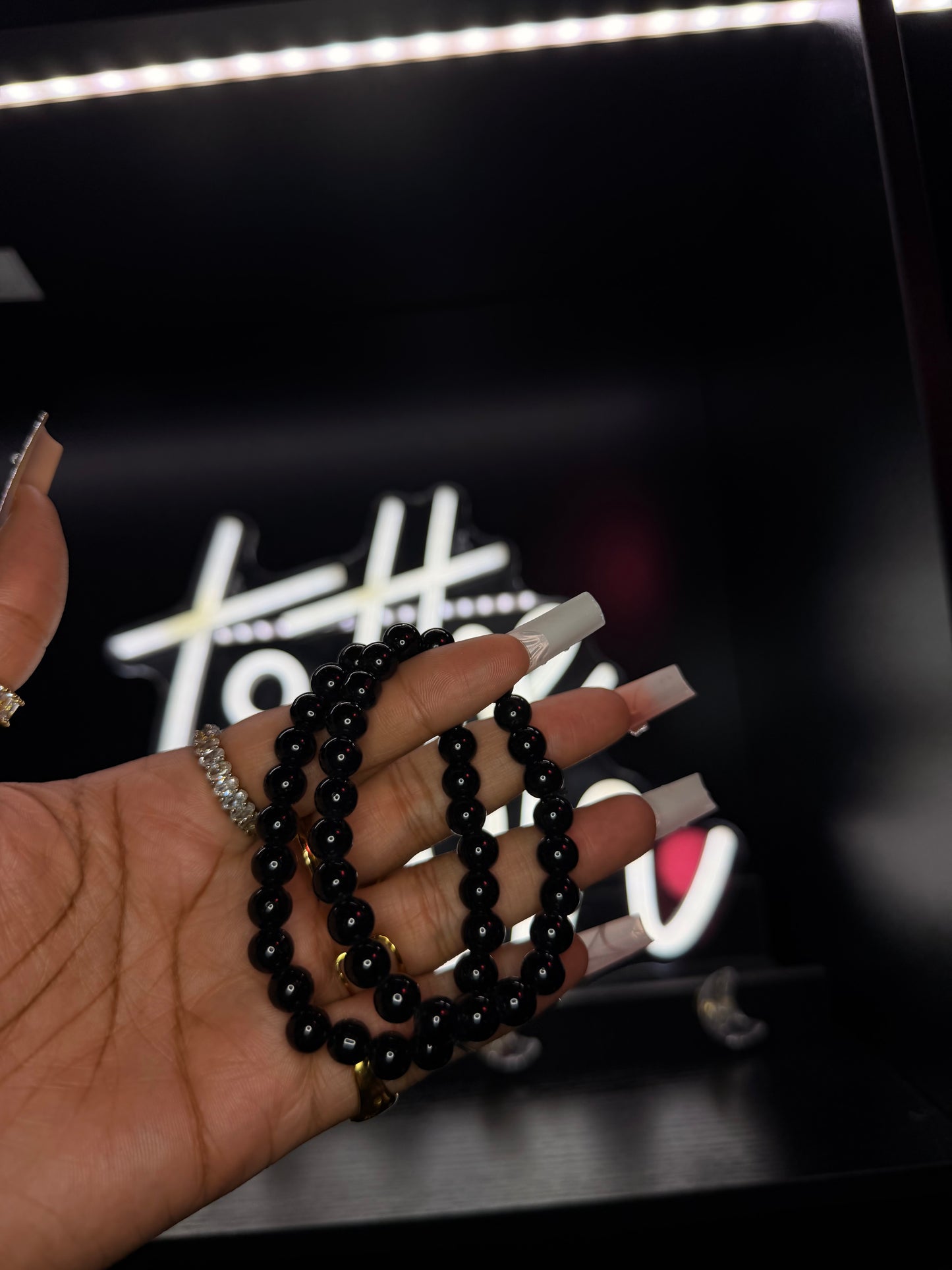 Venom Black 6mm Beaded Bracelet