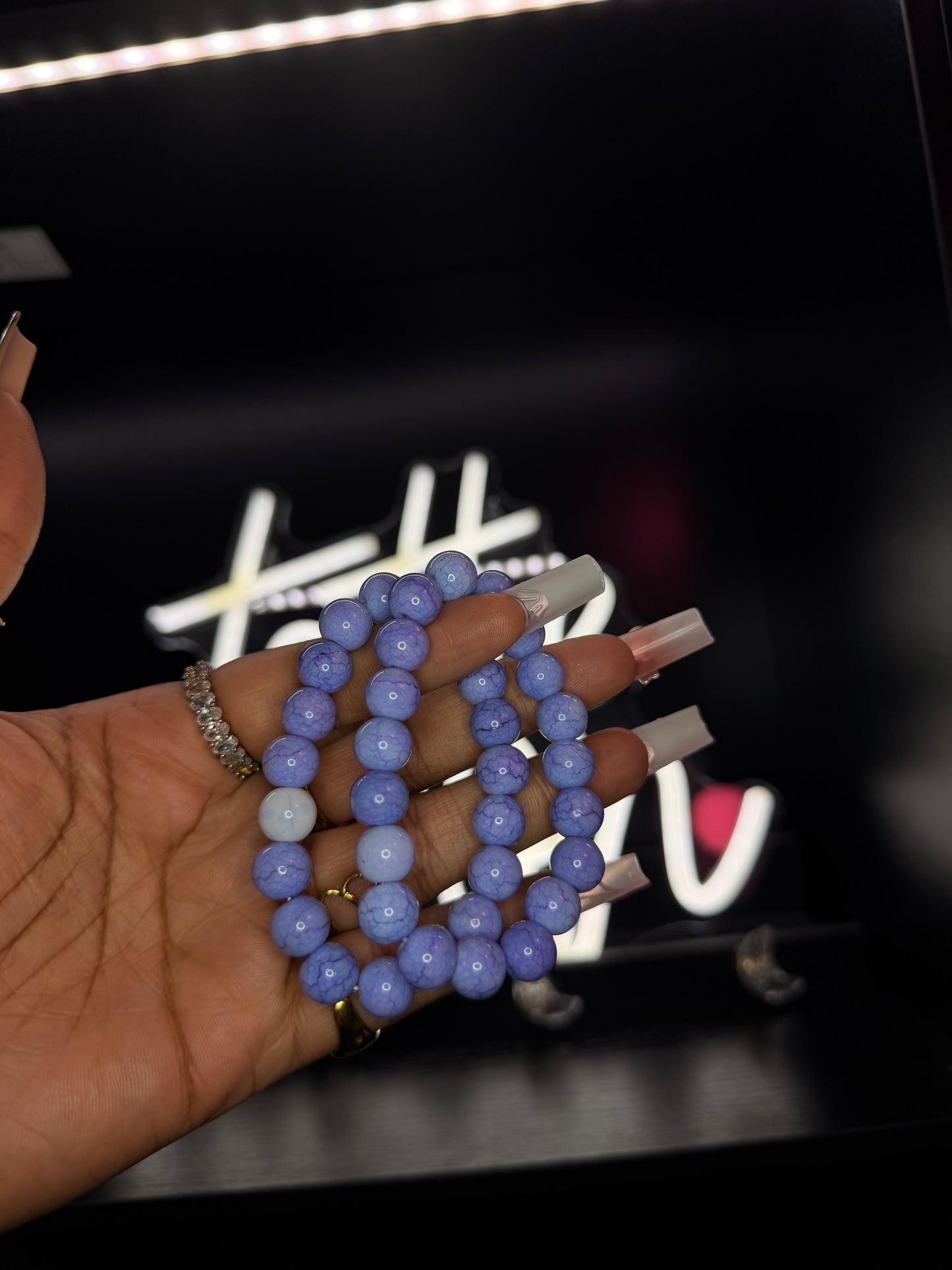 Marble Lavender 10mm Beaded Bracelet