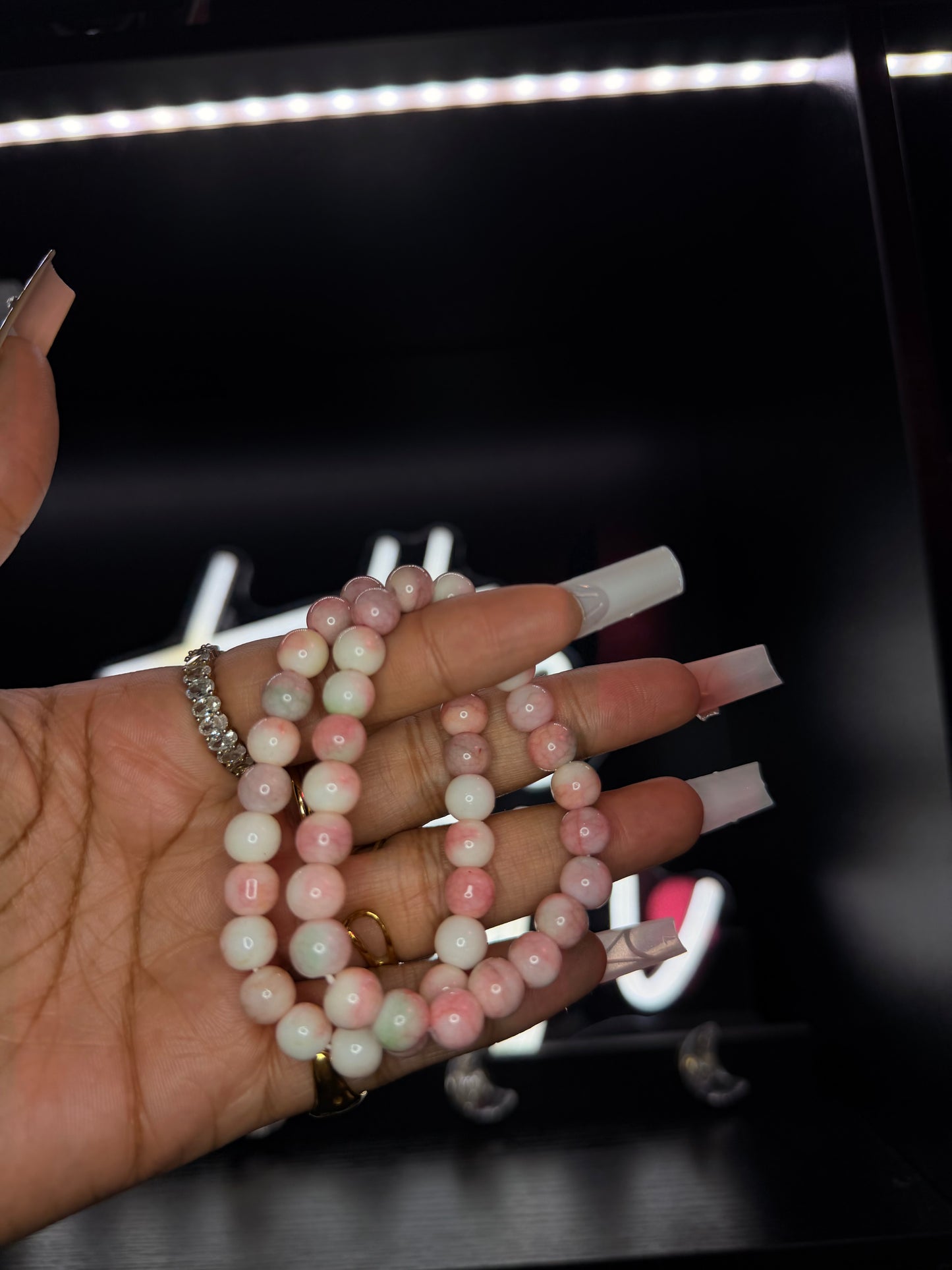 Strawberry Milkshake 6mm Beaded Bracelet