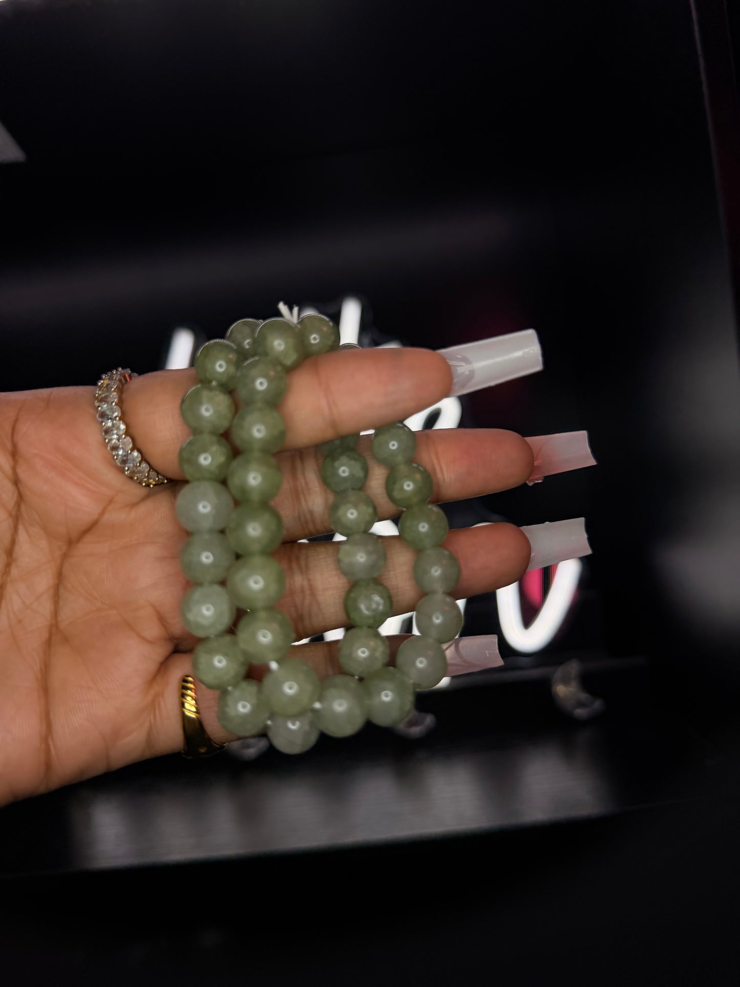 Seaweed Green 10mm Beaded Bracelet