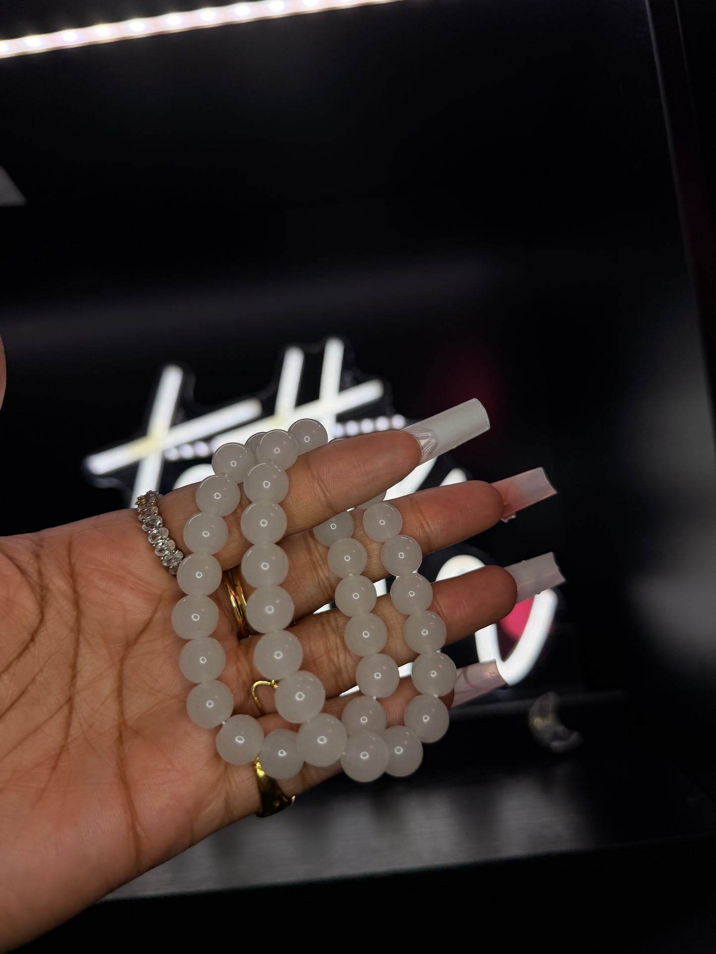 Soft White 10mm Beaded Bracelet