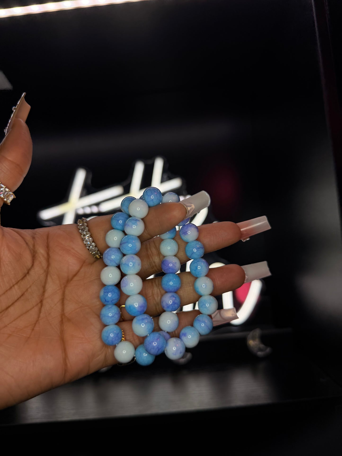 Sea Blue 10mm Beaded Bracelet