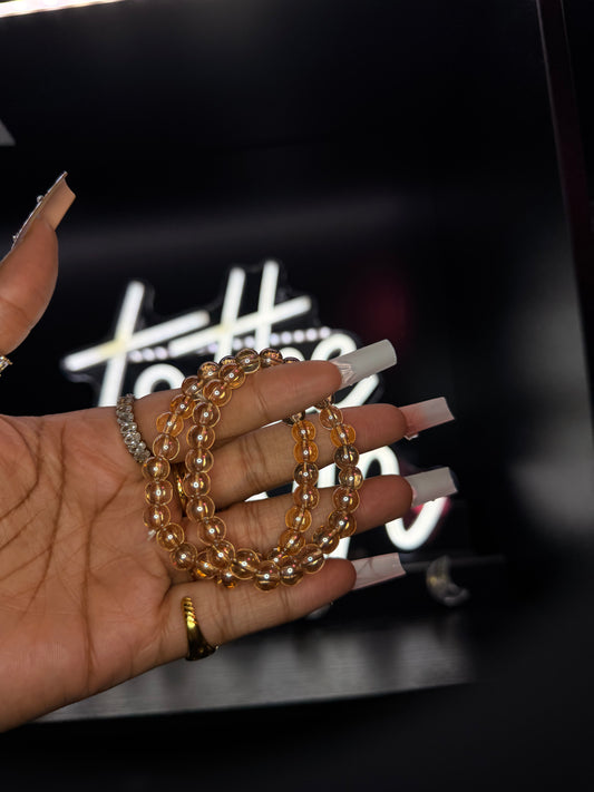 Gold Tint 6mm Beaded Bracelet