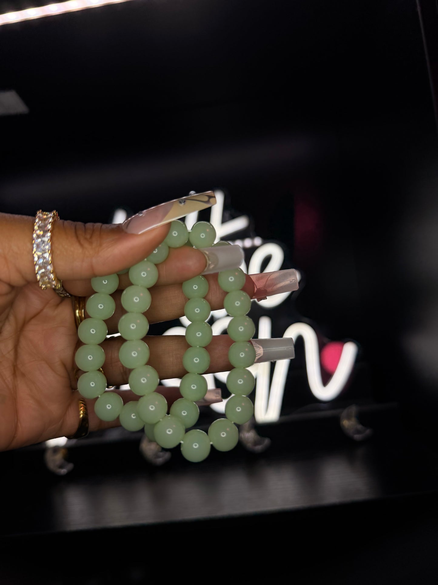Soft Green 10mm Solid Beaded Bracelet