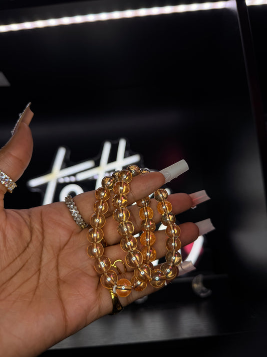 Gold Tint 10mm Beaded Bracelet