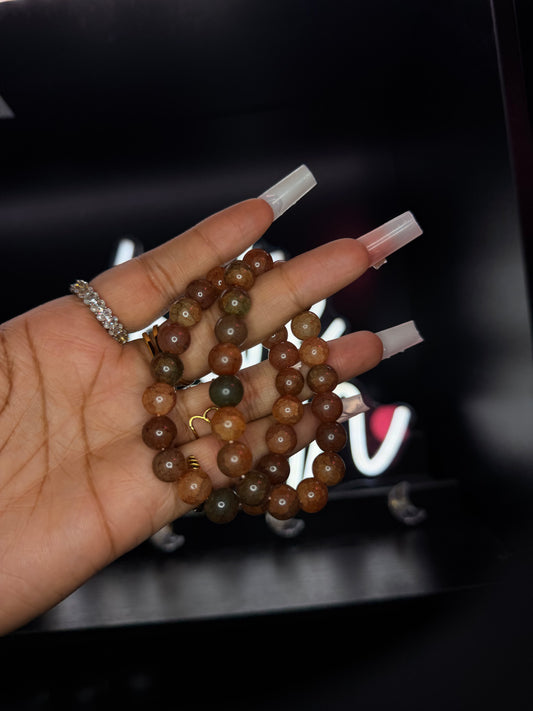 Earthy Amber 10mm Beaded Bracelet