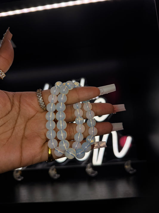 Blue Tint 10mm Beaded Bracelet