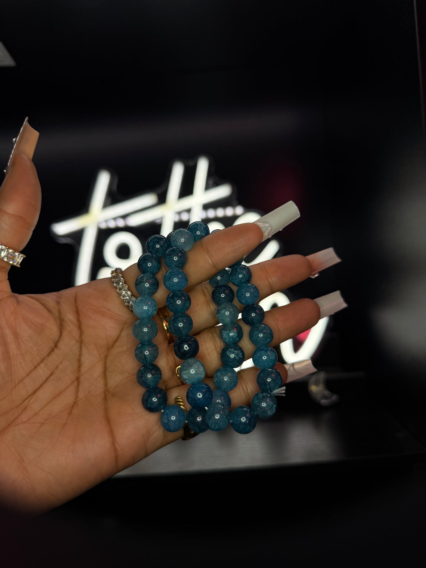 Midnight Sky Blue 10mm Beaded Bracelet